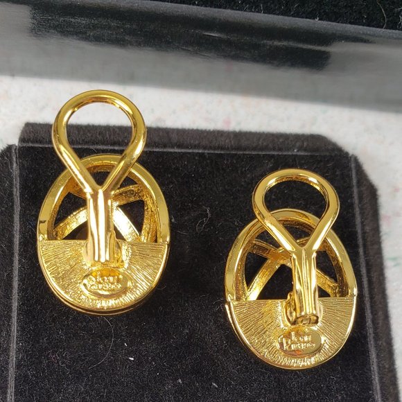 Vintage Signed Joan Rivers Set of 9 Interchangeable Cabochon Clip On Earrings - Picture 9 of 12